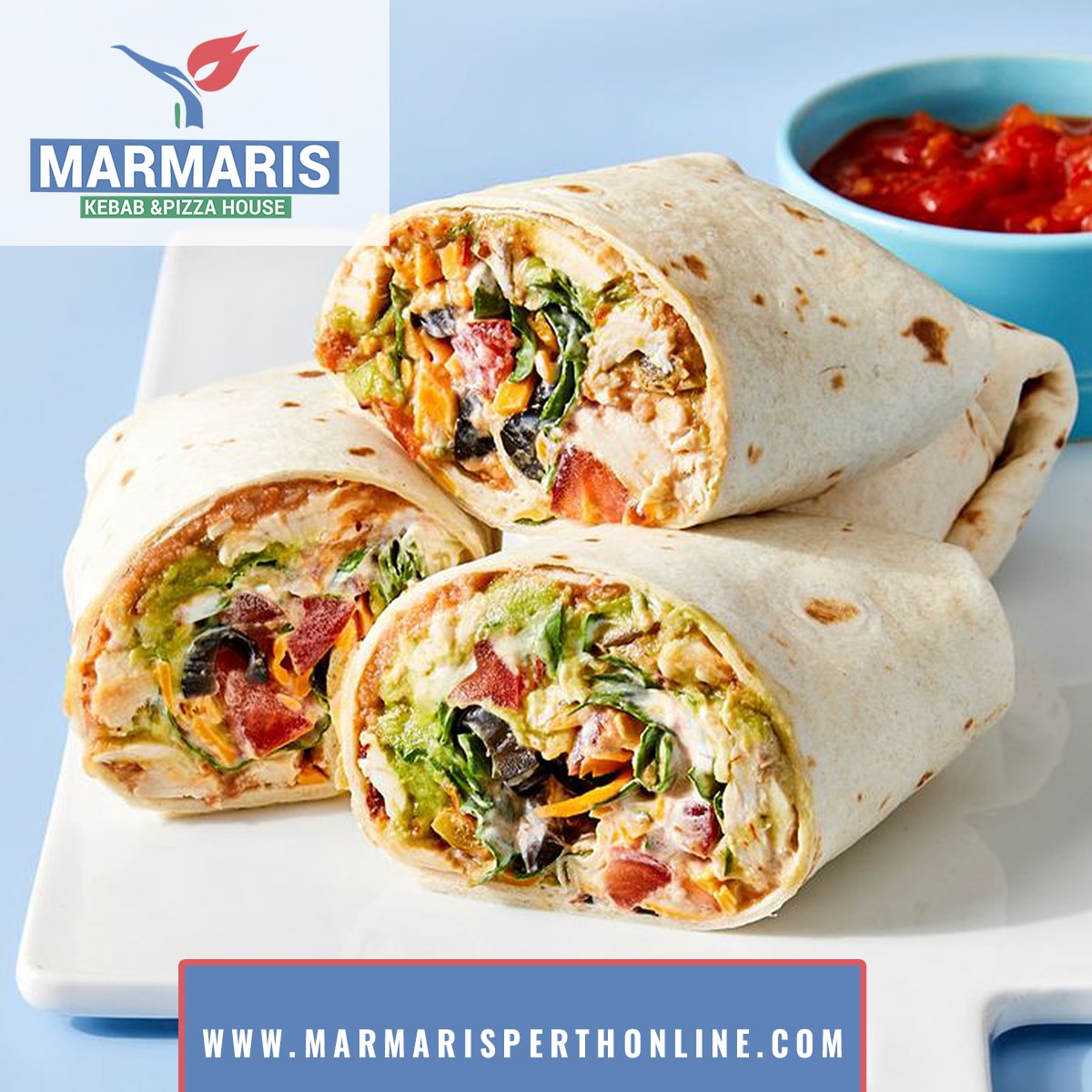 tasty wraps with sauce served at Marmaris Kebab & Pizza House Perth